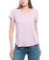 Wilt Clothing Short Sleeve Raw Hem Shirttail Tee In Pink