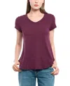 Wilt Clothing Short Sleeve Raw Hem Shirttail Tee In Purple