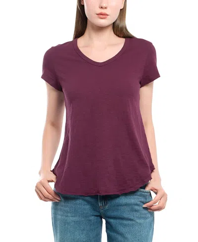 Wilt Clothing Short Sleeve Raw Hem Shirttail Tee In Purple