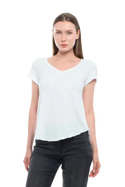 Wilt Clothing Short Sleeve Shrunken V-neck Shirttail In Neutral