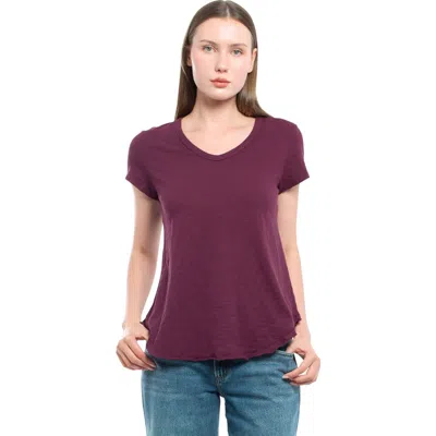 Wilt Clothing Short Sleeve Shrunken V-neck Shirttail Top In Purple