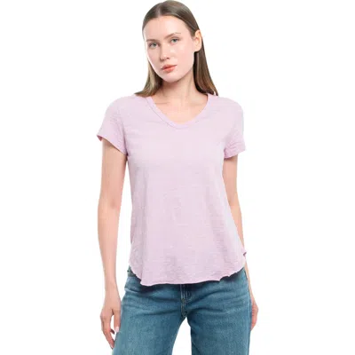 Wilt Clothing Short Sleeve Shrunken V-neck Shirttail Top In Purple