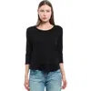 Wilt Clothing Shrunken Crew 3/4 Sleeve Mock Layer Tee In Black