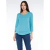 Wilt Clothing Shrunken Crew 3/4 Sleeve Mock Layer Tee In Blue