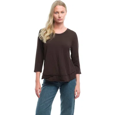 Wilt Clothing Shrunken Crew 3/4 Sleeve Mock Layer Tee In Brown