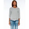 Wilt Clothing Shrunken Crew 3/4 Sleeve Mock Layer Tee In Gray