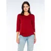Wilt Clothing Shrunken Crew 3/4 Sleeve Mock Layer Tee In Multi