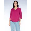 Wilt Clothing Shrunken Crew 3/4 Sleeve Mock Layer Tee In Pink