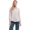 Wilt Clothing Shrunken Crew 3/4 Sleeve Mock Layer Tee In Pink