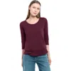 Wilt Clothing Shrunken Crew 3/4 Sleeve Mock Layer Tee In Purple