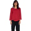 Wilt Clothing Shrunken Crew 3/4 Sleeve Mock Layer Tee In Red
