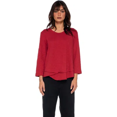 Wilt Clothing Shrunken Crew 3/4 Sleeve Mock Layer Tee In Red