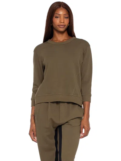 Wilt Clothing Shrunken Crop Sweatshirt Scoop Neck In Green