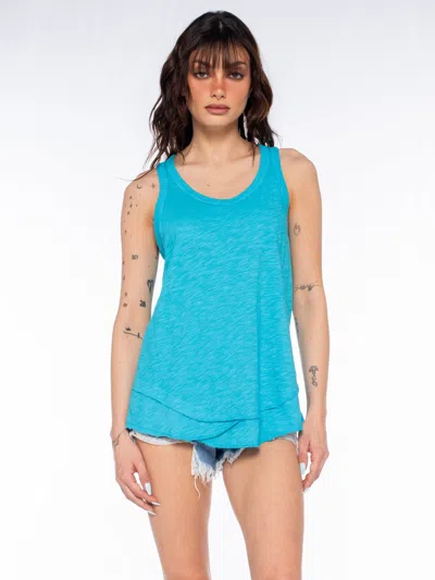 Wilt Clothing Shrunken Mock Hem Shirttail Tank In Blue