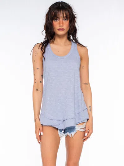 Wilt Clothing Shrunken Mock Hem Shirttail Tank In Blue