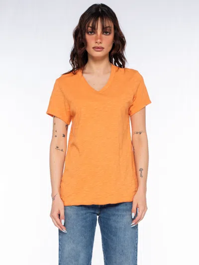 Wilt Clothing Shrunken Scoopy Neck Ruffled Slits In Orange