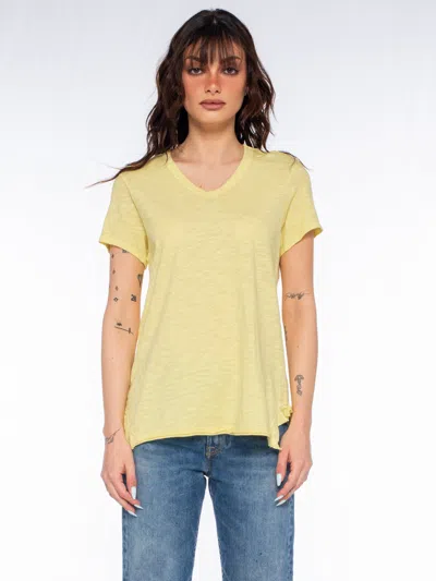 Wilt Clothing Shrunken Scoopy Neck Ruffled Slits In Yellow