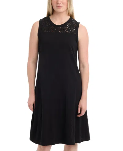 Wilt Clothing Sleeveless Lace Yoke Dress In Black