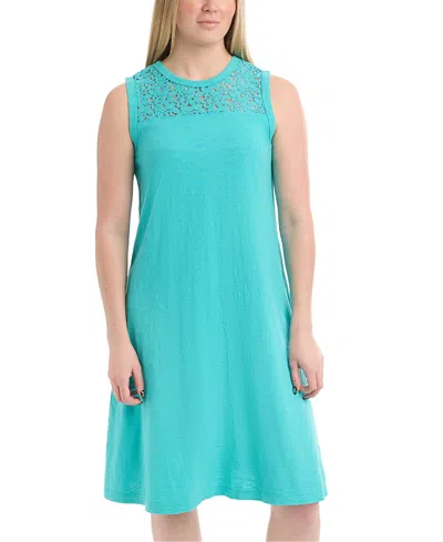 Wilt Clothing Sleeveless Lace Yoke Dress In Blue