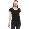 Wilt Clothing Slim Deep V-neck Rib Back Tee In Black