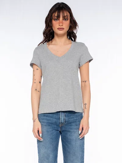 Wilt Clothing Slim Deep V-neck Rib Back Tee In Gray