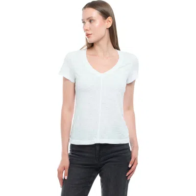 Wilt Clothing Slim Deep V-neck Rib Back Tee In White