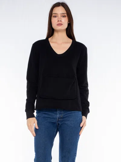 Wilt Clothing Slouchy Long Sleeve Sweatshirt With Pouch Front Pocket In Black