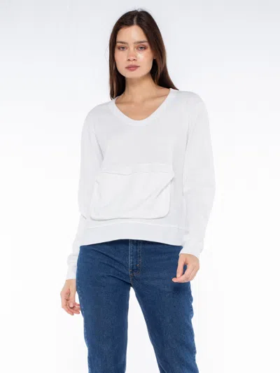 Wilt Clothing Slouchy Long Sleeve Sweatshirt With Pouch Front Pocket In White