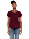 Wilt Clothing S/s Shrunken V-nk Shirttail Top W/raw Hem In Burgundy