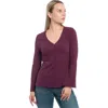 Wilt Clothing V-neck Long Sleeve Empire Seam Trapeze Tee With Lace Trims In Purple