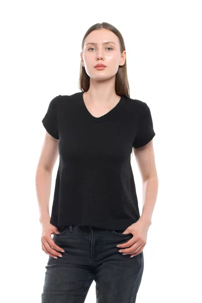 Wilt Clothing V-neck Short Sleeve Baby Tee In Black