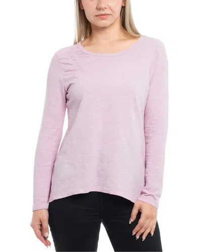 Wilt Clothing Wide Neck Ruching Details Tee In Pink