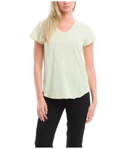 Wilt Clothing Short Sleeve Shrunken V-neck Shirttail Top In Green