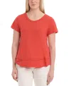 Wilt Clothing Short Sleeve Mock Layer Tee In Red