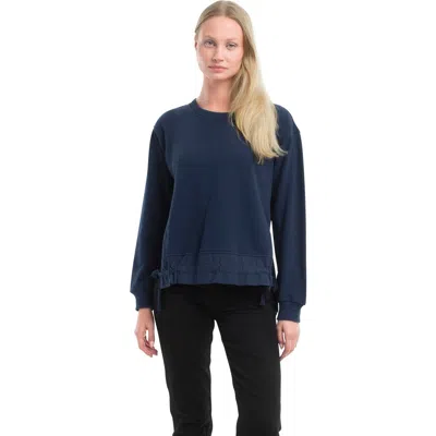 Wilt Clothing Side Panel Woven Mix Sweatshirt In Blue