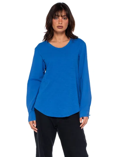 Wilt Crew Shirttail Poplin Shirt Sleeves In Blue