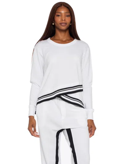 Wilt Crew Sweatshirt With Stripe Trim In White