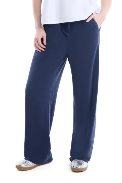 Wilt Crochet Trim Wide Leg Pant In Blue