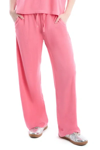 Wilt Crochet Trim Wide Leg Pant In Pink