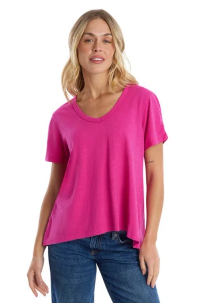 Wilt Deep V-neck Ruched Sleeve Tee In Purple