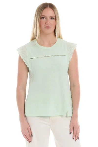 Wilt Eyelet Cap Sleeve Tee In Green
