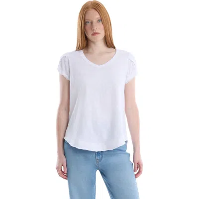 Wilt Eyelet Cap Sleeve Tee In White