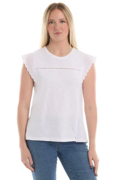 Wilt Eyelet Cap Sleeve Tee In White
