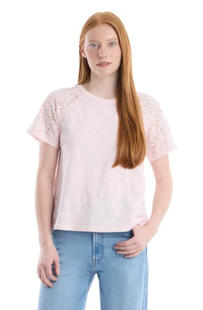 Wilt Lace Raglan Sleeve Tee In Pink