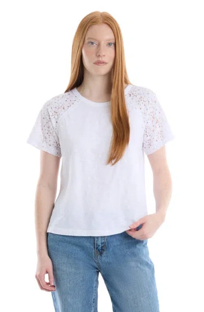 Wilt Lace Raglan Sleeve Tee In White