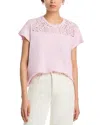 Wilt Lace Yoke Tee In Pink