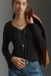 Wilt Long-sleeve V-neck Empire Seam Top In Black