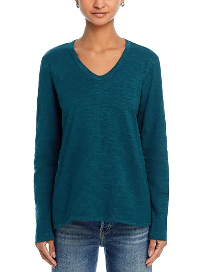 Wilt Maro Womens Asymmetric Long Sleeves Pullover Top In Blue