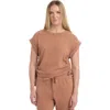 Wilt Round Neck Side Drawstrings Tee In Brown