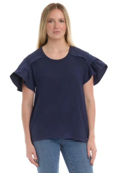 Wilt Ruffle Short Sleeve Tee In Blue